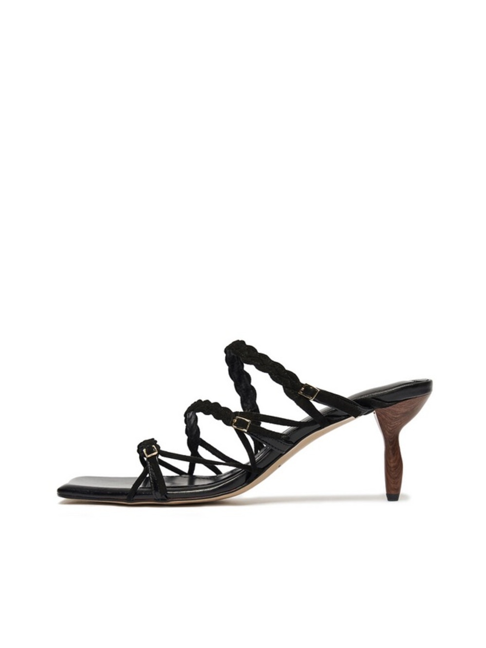 Comme Se-a Black leather Strappy Heeled Sandals